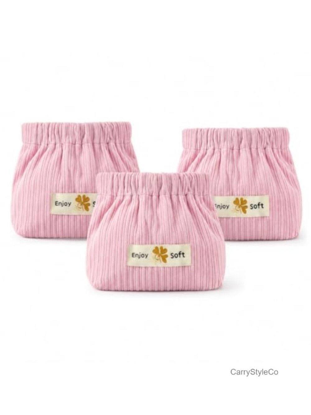 3pcs Corduroy Makeup Bags Set, Travel Cosmetic Organizers, Soft Pouch for Purse
